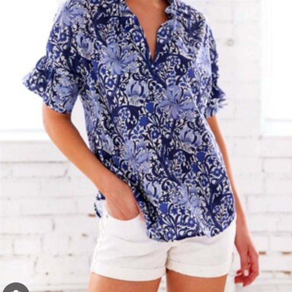 Finley Crosby Blue Iris Floral Shirt
